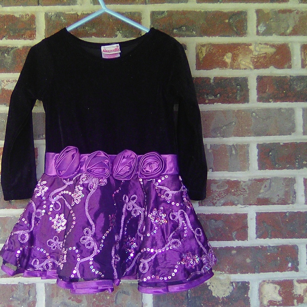 🌼KIDS: BLACK VELVET BODICE PURPLE DRESS